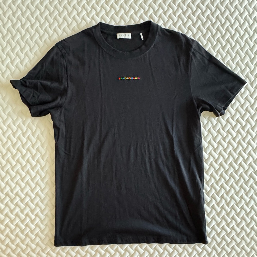 Sandro Black Short Sleeve Tee Classic Crew Neck